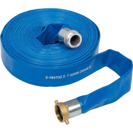 Apache Apache 2 x 100' PVC Lay Flat Discharge Hose w/ M x F Aluminum Short Shanks,  98138054